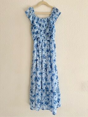 Speechless Kids Light Blue Floral Maxi with Smocked Top